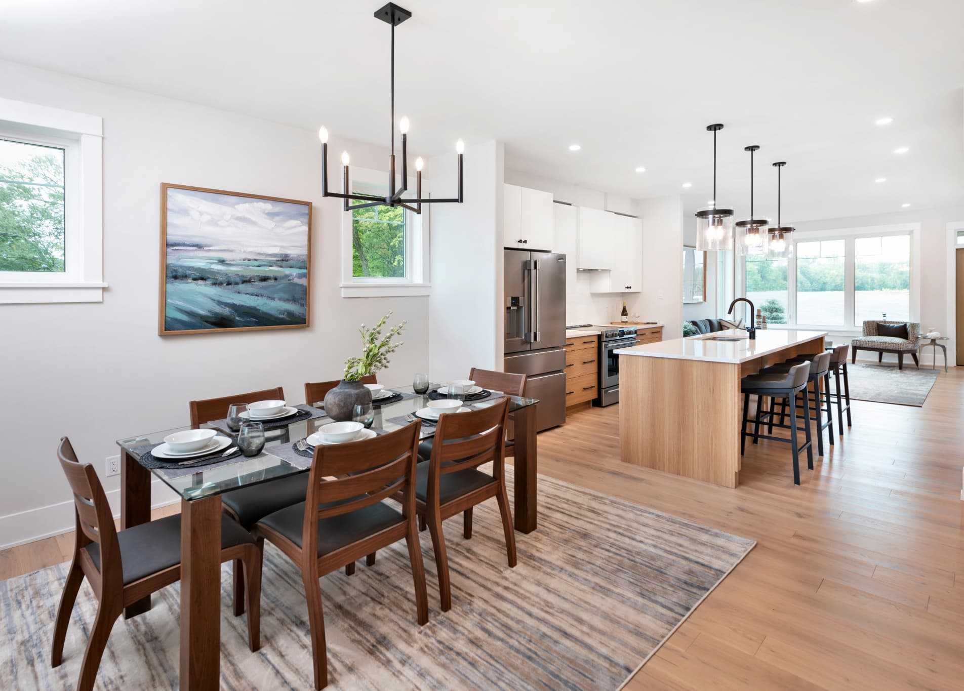 A kitchen and dining room in a home at Watercolour Westport.