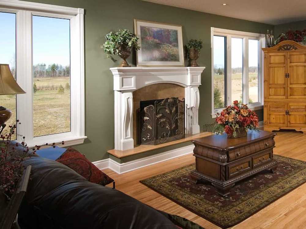 A fireplace living room from a house built by LandArk Homes